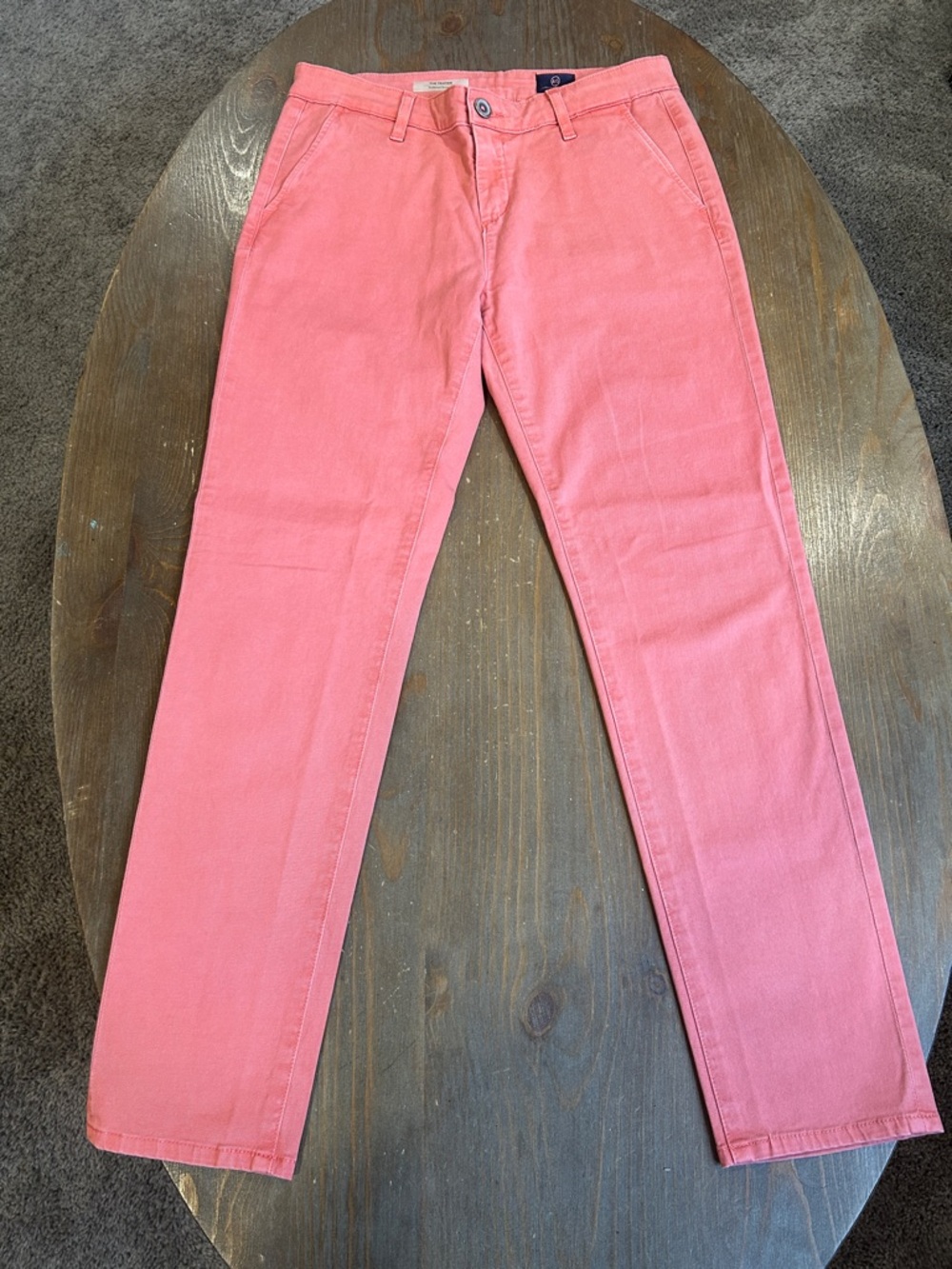 AG Adriano Goldschmied Coral Pink Straight Leg Jeans